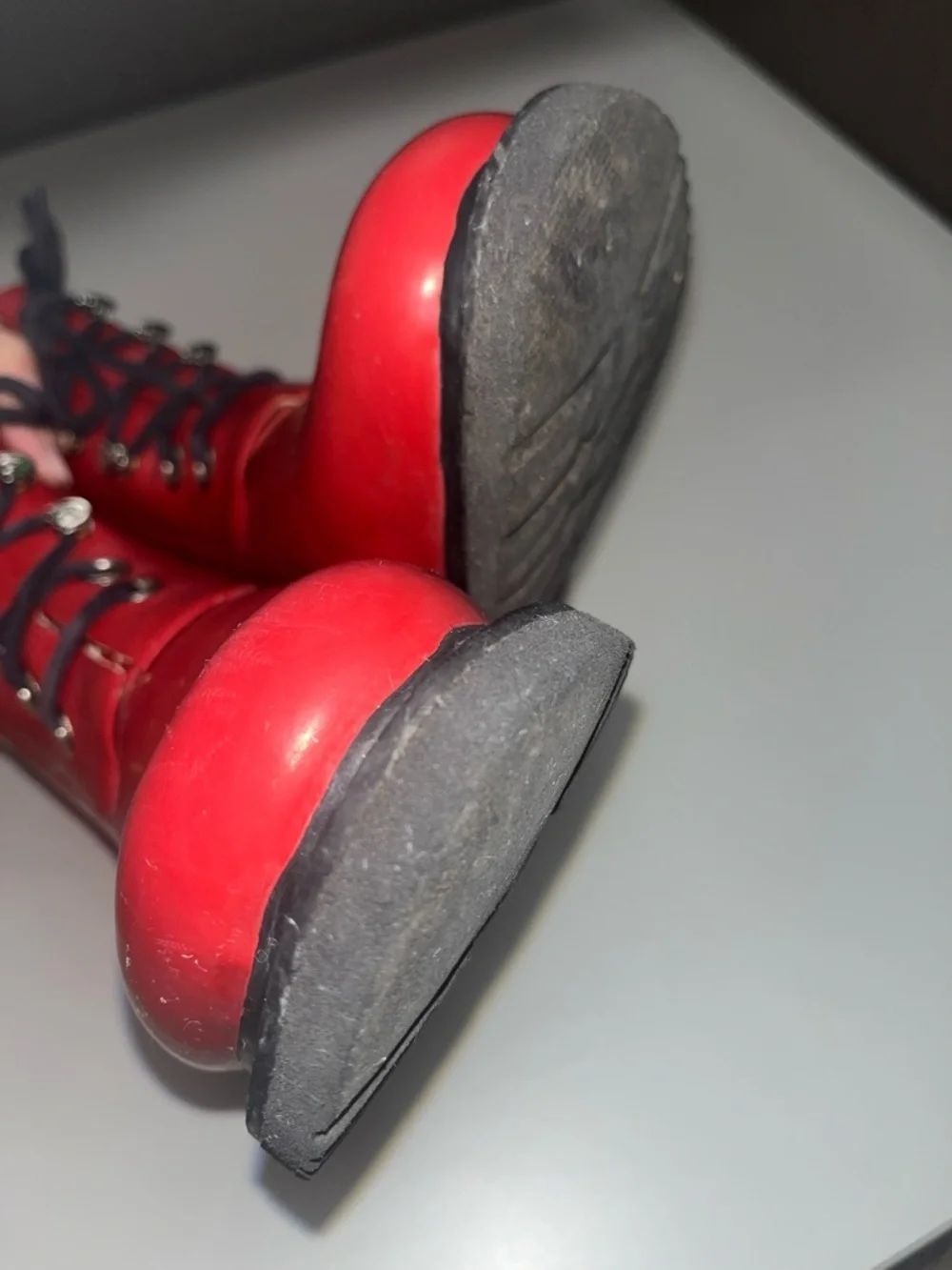 Ilse Jacobsen Hornbaek Red Lace-Up Rubber Rain Boots size 40